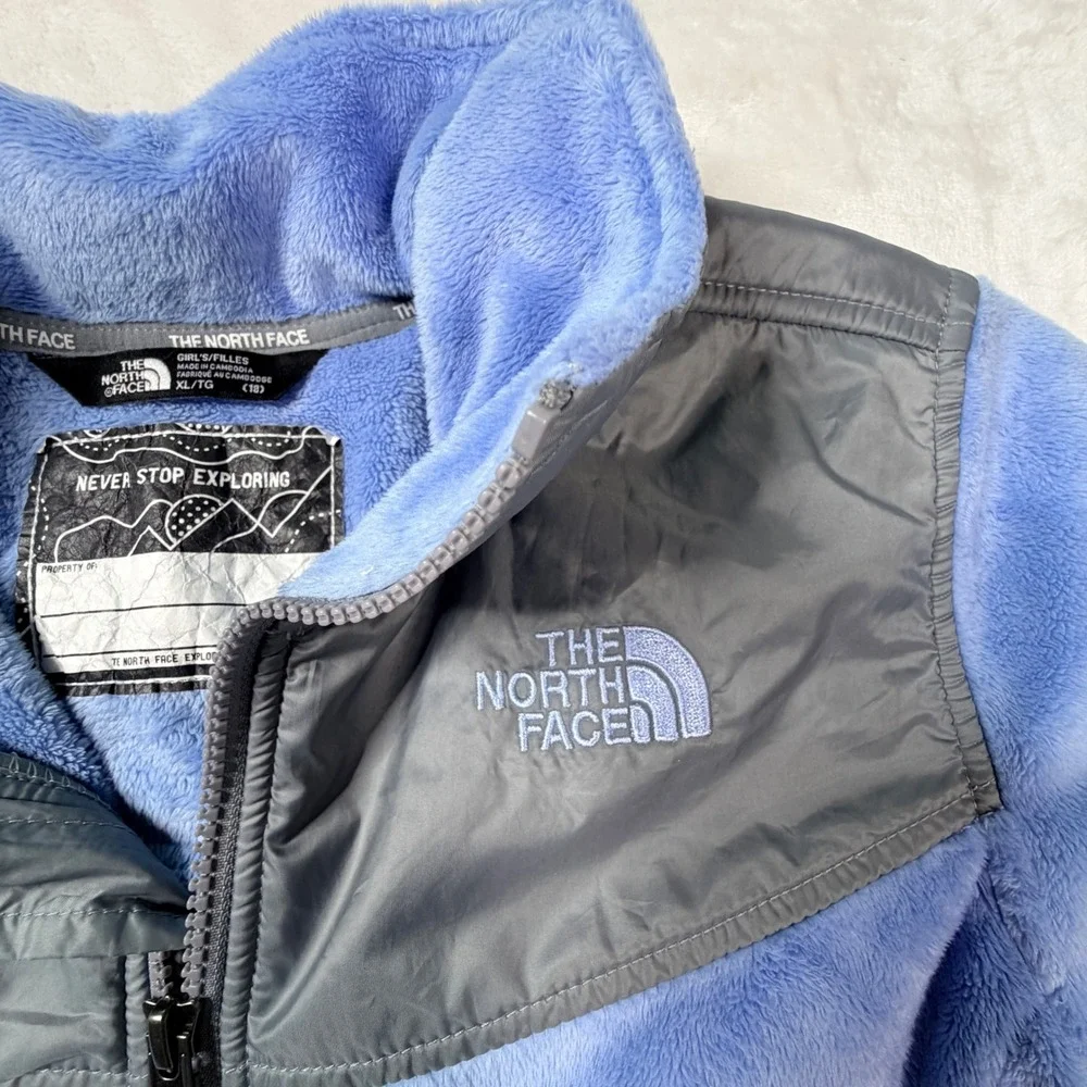The North Face Girls XL 18 Blue Full Zip High Pile Fleece Jacket, cozy, outdoors